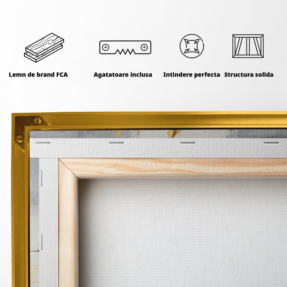 Tablou Canvas Premium, LuxCanva® C1292, Aurul care tine lumea, Geometrie, Culori, Abstract, Auriu, Gri, Negru, Linii, Straturi, Arhitectura, Ax, Rugaciune, Sacral, Decoratiune, Birou, Living, Dormitor