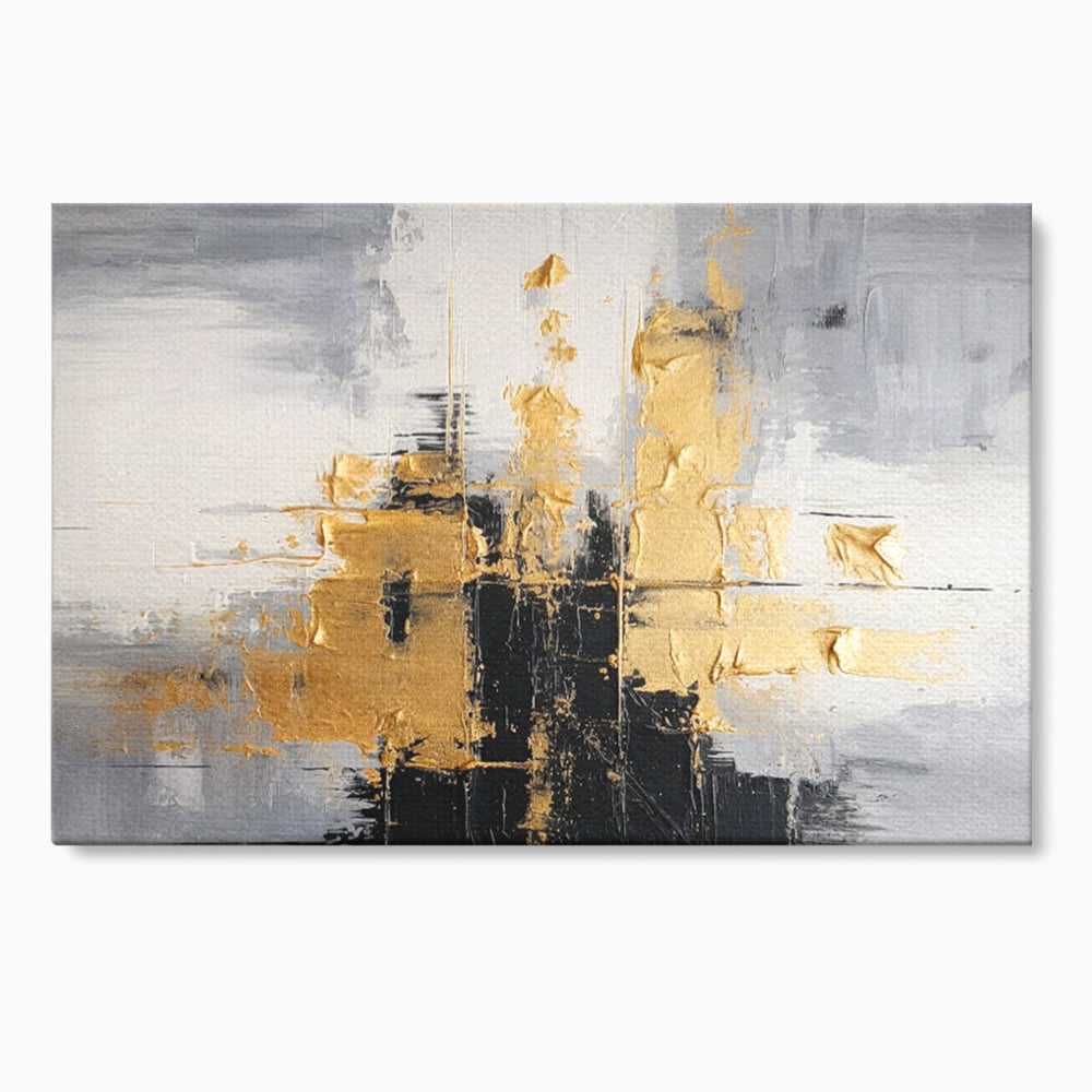 Tablou Canvas Premium, LuxCanva® C1292, Aurul care tine lumea, Geometrie, Culori, Abstract, Auriu, Gri, Negru, Linii, Straturi, Arhitectura, Ax, Rugaciune, Sacral, Decoratiune, Birou, Living, Dormitor