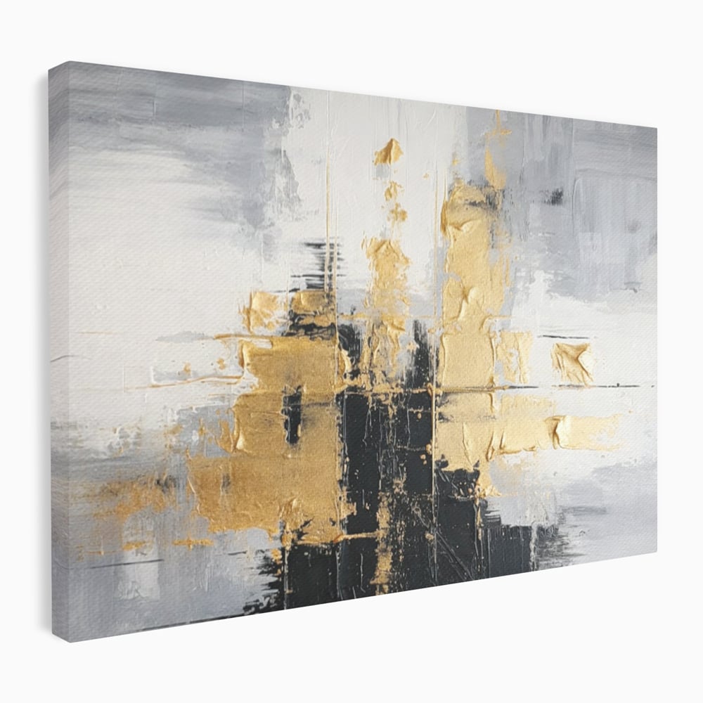 Tablou Canvas Premium, LuxCanva® C1292, Aurul care tine lumea, Geometrie, Culori, Abstract, Auriu, Gri, Negru, Linii, Straturi, Arhitectura, Ax, Rugaciune, Sacral, Decoratiune, Birou, Living, Dormitor