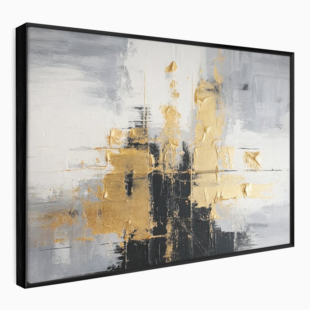 Tablou Canvas Premium, LuxCanva® C1292, Aurul care tine lumea, Geometrie, Culori, Abstract, Auriu, Gri, Negru, Linii, Straturi, Arhitectura, Ax, Rugaciune, Sacral, Decoratiune, Birou, Living, Dormitor