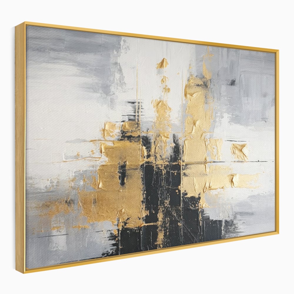 Tablou Canvas Premium, LuxCanva® C1292, Aurul care tine lumea, Geometrie, Culori, Abstract, Auriu, Gri, Negru, Linii, Straturi, Arhitectura, Ax, Rugaciune, Sacral, Decoratiune, Birou, Living, Dormitor