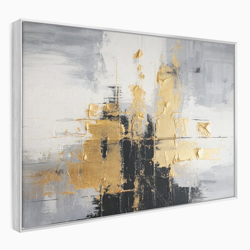 Tablou Canvas Premium, LuxCanva® C1292, Aurul care tine lumea, Geometrie, Culori, Abstract, Auriu, Gri, Negru, Linii, Straturi, Arhitectura, Ax, Rugaciune, Sacral, Decoratiune, Birou, Living, Dormitor