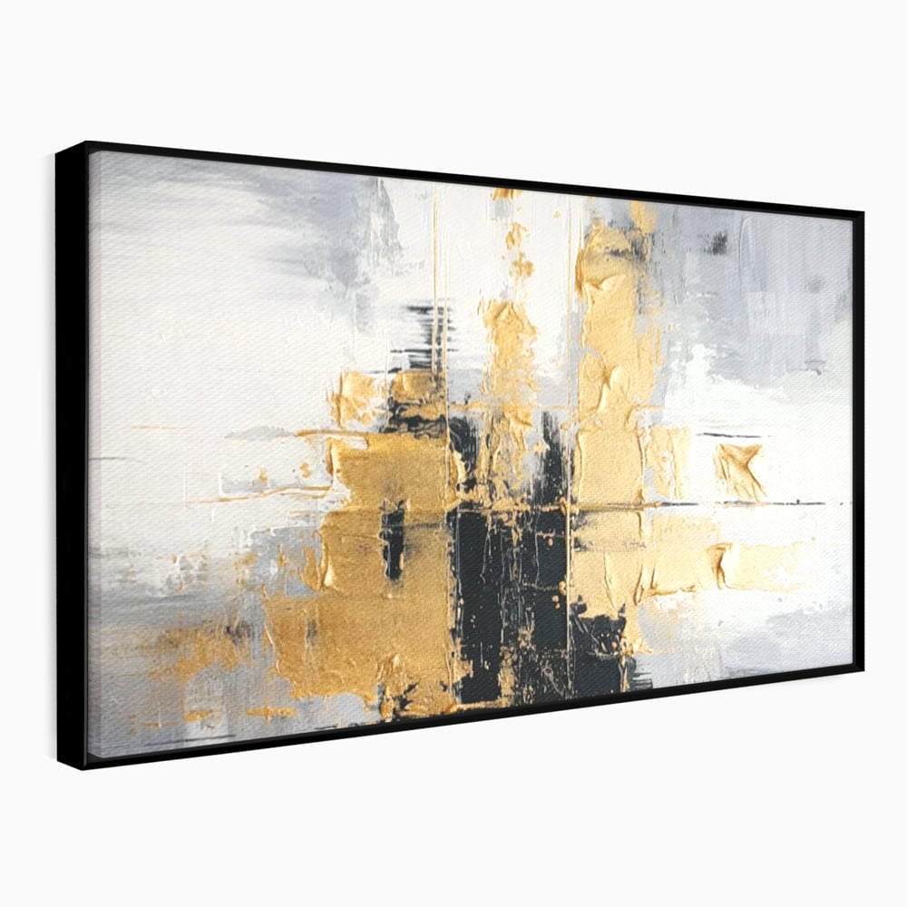 Tablou Canvas Premium, LuxCanva® C1292, Aurul care tine lumea, Geometrie, Culori, Abstract, Auriu, Gri, Negru, Linii, Straturi, Arhitectura, Ax, Rugaciune, Sacral, Decoratiune, Birou, Living, Dormitor