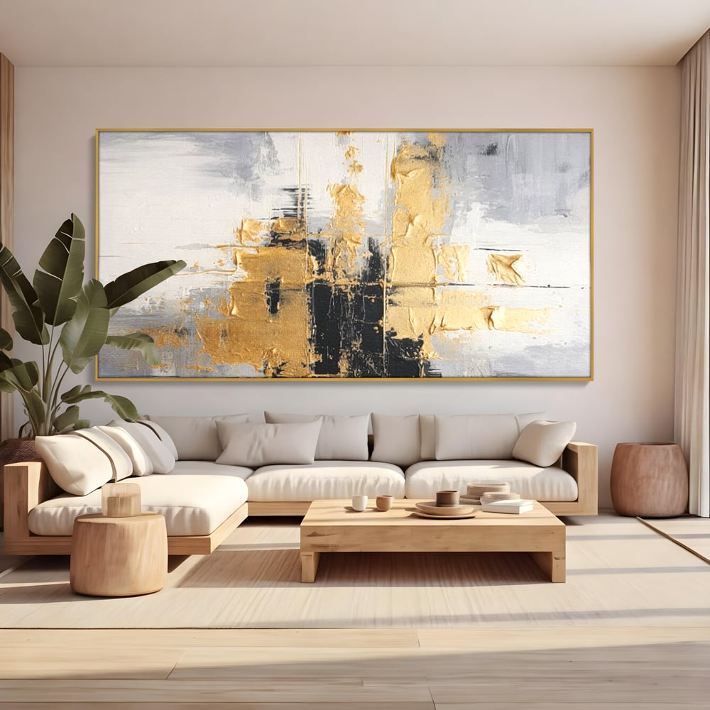Tablou Canvas Premium, LuxCanva® C1292, Aurul care tine lumea, Geometrie, Culori, Abstract, Auriu, Gri, Negru, Linii, Straturi, Arhitectura, Ax, Rugaciune, Sacral, Decoratiune, Birou, Living, Dormitor