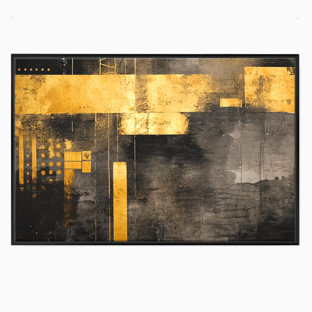 Tablou Canvas Premium, LuxCanva® C1293, Aur in noapte, Geometrie, Culori, Abstract, Solemn, Monumental, Arhaic, Lumina, Intuneric, Gold, Simbol, Echilibru, Decorativ, Birou, Living, Dormitor
