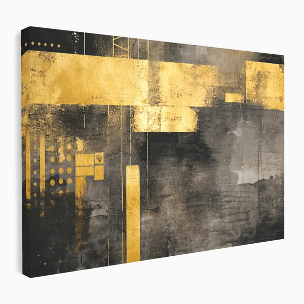 Tablou Canvas Premium, LuxCanva® C1293, Aur in noapte, Geometrie, Culori, Abstract, Solemn, Monumental, Arhaic, Lumina, Intuneric, Gold, Simbol, Echilibru, Decorativ, Birou, Living, Dormitor