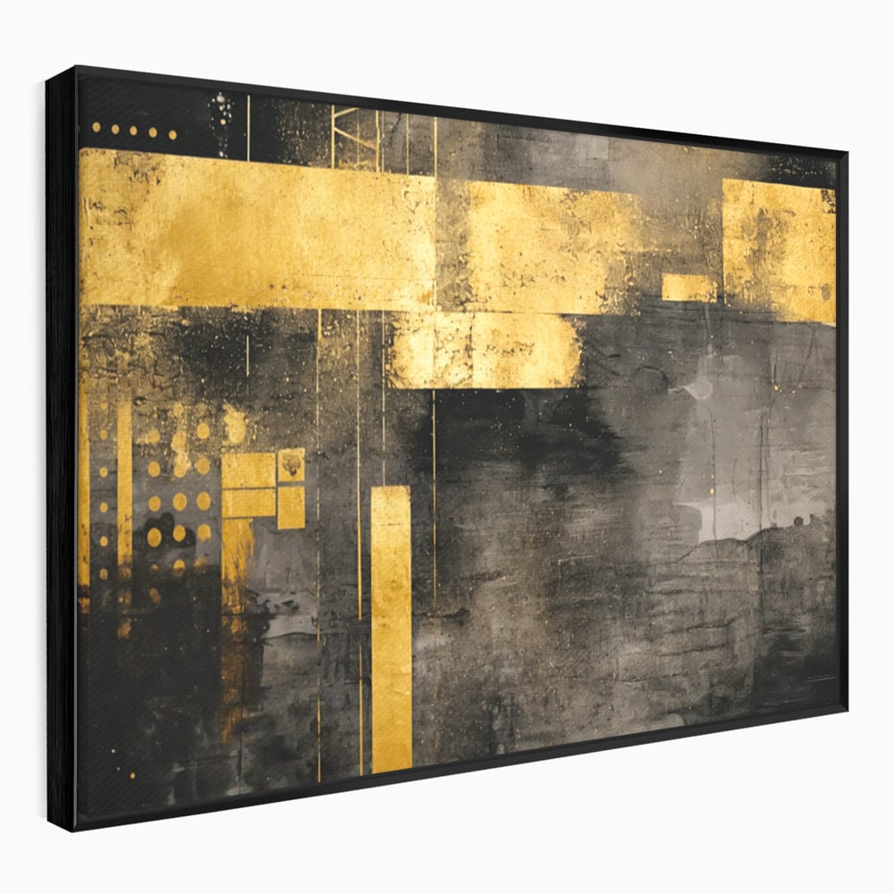 Tablou Canvas Premium, LuxCanva® C1293, Aur in noapte, Geometrie, Culori, Abstract, Solemn, Monumental, Arhaic, Lumina, Intuneric, Gold, Simbol, Echilibru, Decorativ, Birou, Living, Dormitor
