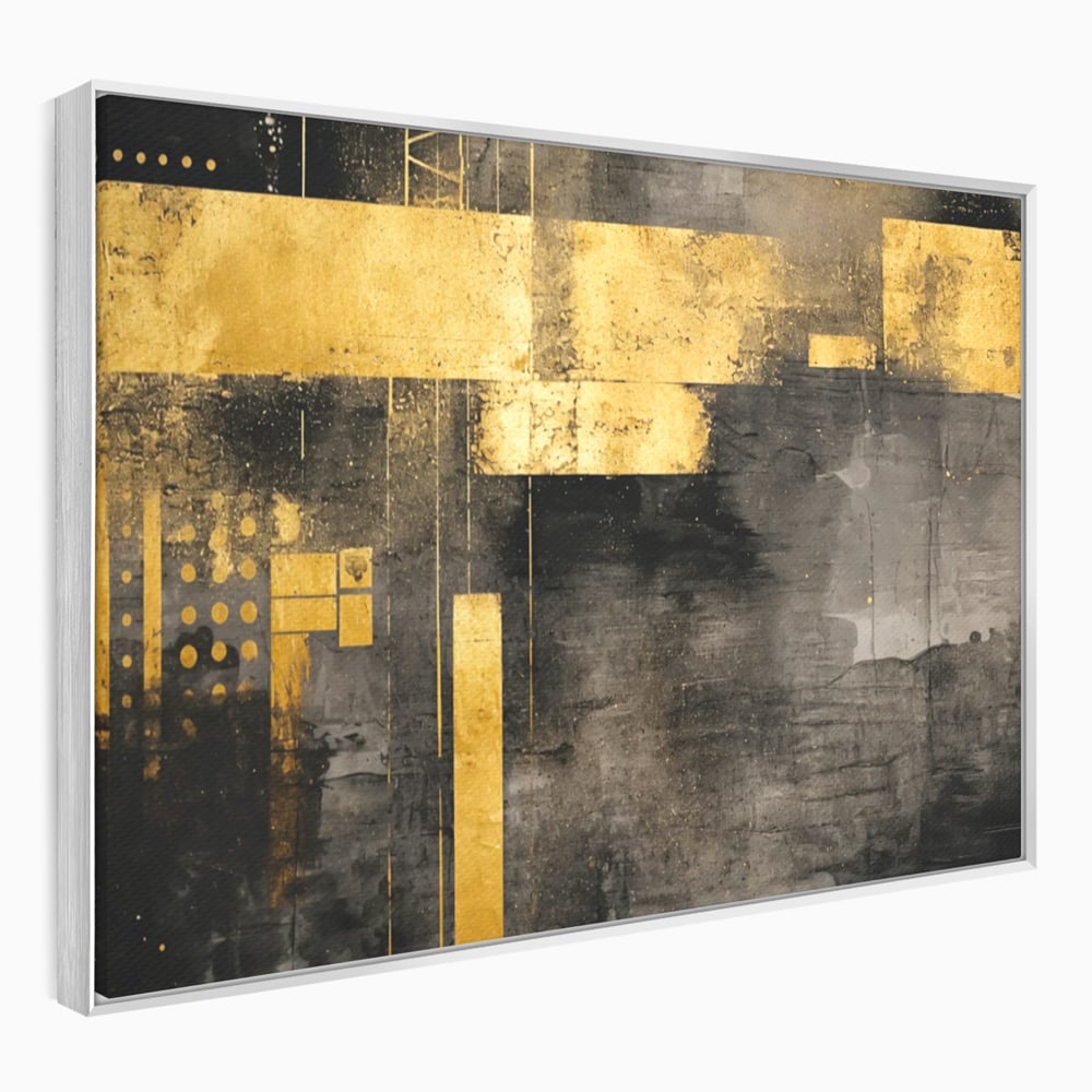 Tablou Canvas Premium, LuxCanva® C1293, Aur in noapte, Geometrie, Culori, Abstract, Solemn, Monumental, Arhaic, Lumina, Intuneric, Gold, Simbol, Echilibru, Decorativ, Birou, Living, Dormitor