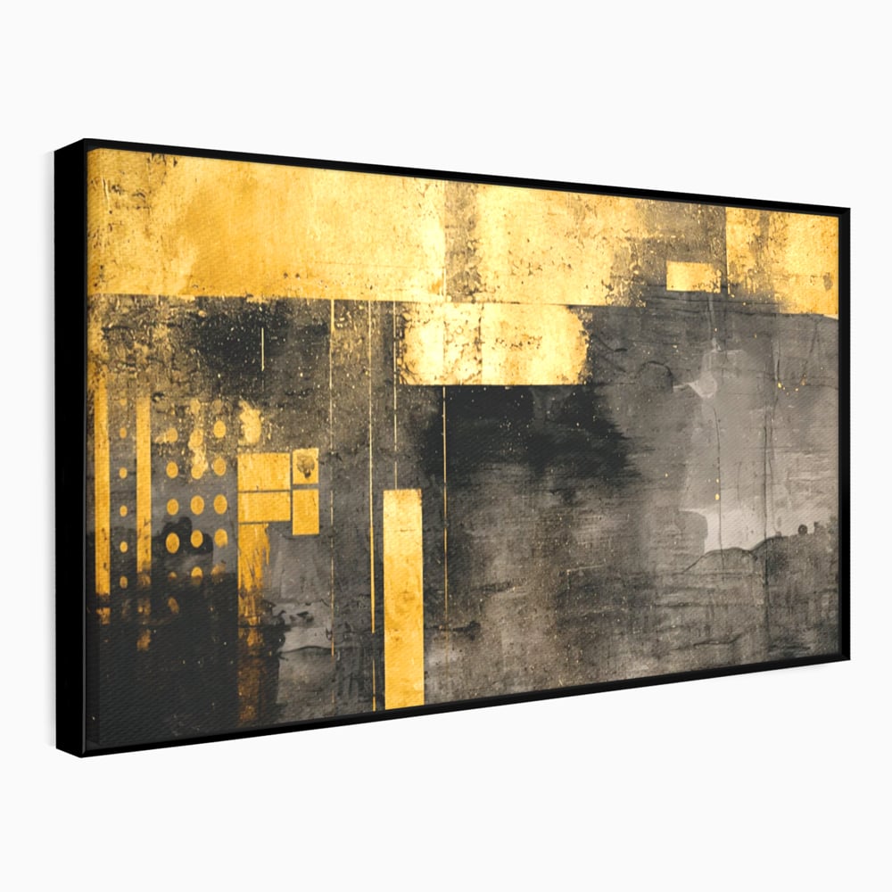 Tablou Canvas Premium, LuxCanva® C1293, Aur in noapte, Geometrie, Culori, Abstract, Solemn, Monumental, Arhaic, Lumina, Intuneric, Gold, Simbol, Echilibru, Decorativ, Birou, Living, Dormitor