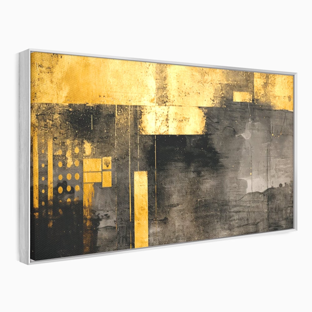 Tablou Canvas Premium, LuxCanva® C1293, Aur in noapte, Geometrie, Culori, Abstract, Solemn, Monumental, Arhaic, Lumina, Intuneric, Gold, Simbol, Echilibru, Decorativ, Birou, Living, Dormitor