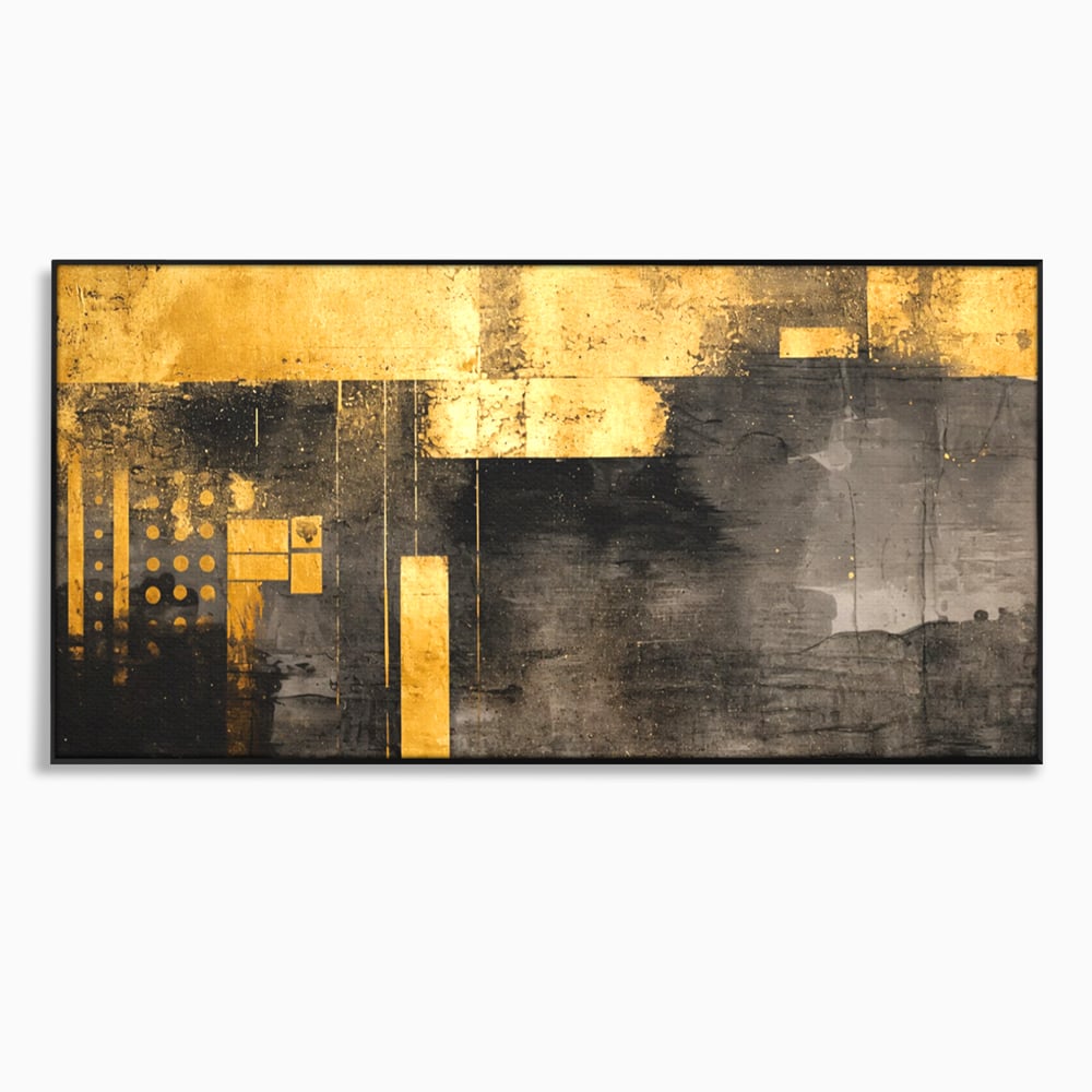 Tablou Canvas Premium, LuxCanva® C1293, Aur in noapte, Geometrie, Culori, Abstract, Solemn, Monumental, Arhaic, Lumina, Intuneric, Gold, Simbol, Echilibru, Decorativ, Birou, Living, Dormitor