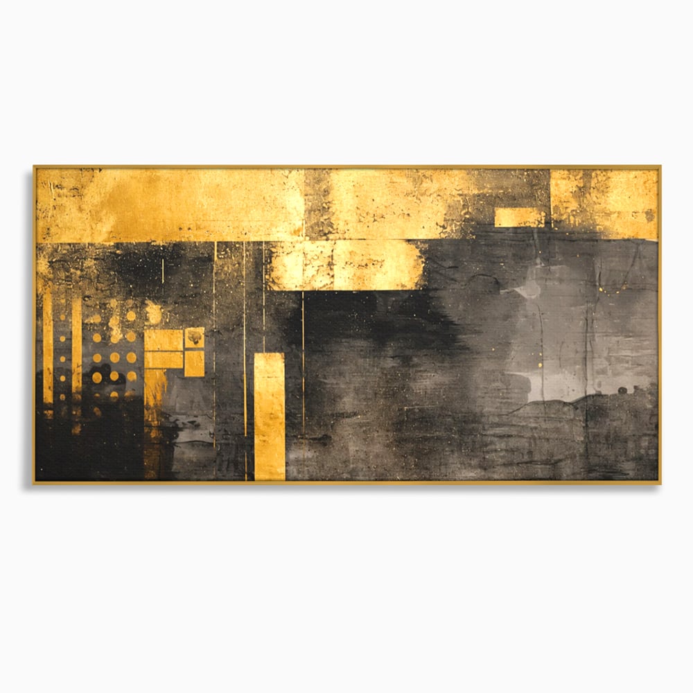 Tablou Canvas Premium, LuxCanva® C1293, Aur in noapte, Geometrie, Culori, Abstract, Solemn, Monumental, Arhaic, Lumina, Intuneric, Gold, Simbol, Echilibru, Decorativ, Birou, Living, Dormitor