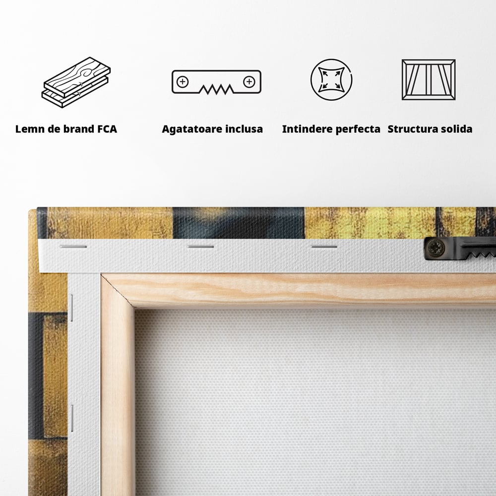 Leinwand Premium Canvas Wandkunst, LuxCanva® C1295, Frau als Tempel, Abstrakt, Porträt, Gold, Schwarz, Frau, Stille, Stille, Fliesen, Geometrie, Gesicht, Ruhe, Augen, Seele, Raffiniert, Büro, Wohnzimmer, Schlafzimmer
