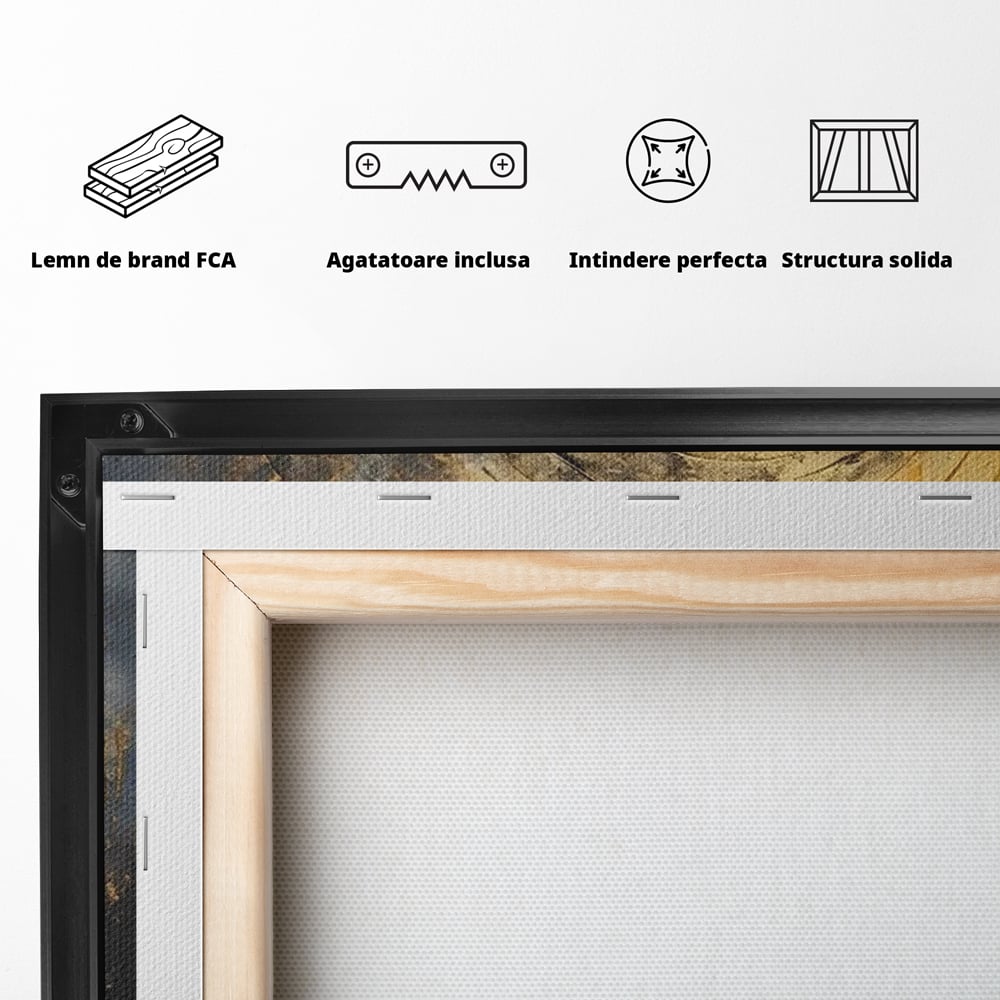 Tablou Canvas Premium, LuxCanva® C1296, Timp in rotatie, Abstract, Aur, Negru, Spirala, Centru, Univers, Memorie, Rotire, Haos, Decoratiune, Cosmologic, Mister, Uragan, Birou, Living, Dormitor