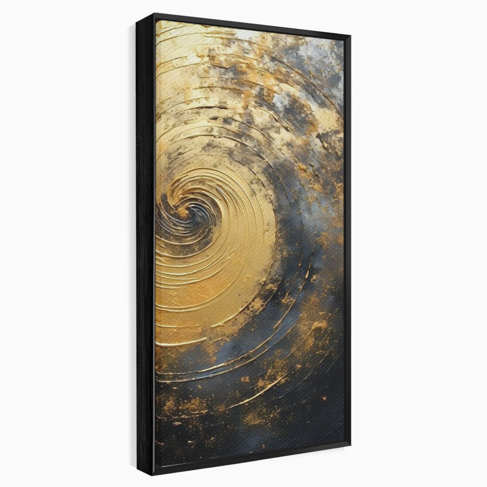 Tablou Canvas Premium, LuxCanva® C1296, Timp in rotatie, Abstract, Aur, Negru, Spirala, Centru, Univers, Memorie, Rotire, Haos, Decoratiune, Cosmologic, Mister, Uragan, Birou, Living, Dormitor
