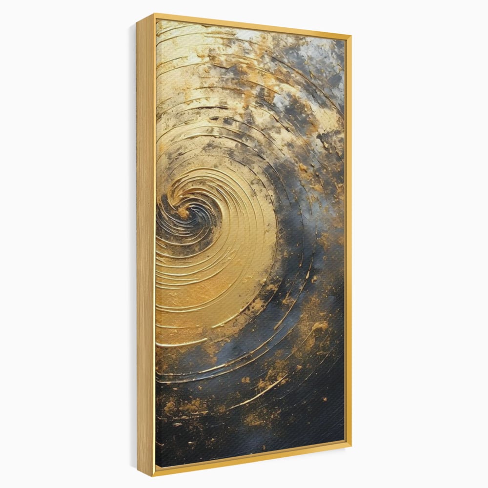 Tablou Canvas Premium, LuxCanva® C1296, Timp in rotatie, Abstract, Aur, Negru, Spirala, Centru, Univers, Memorie, Rotire, Haos, Decoratiune, Cosmologic, Mister, Uragan, Birou, Living, Dormitor