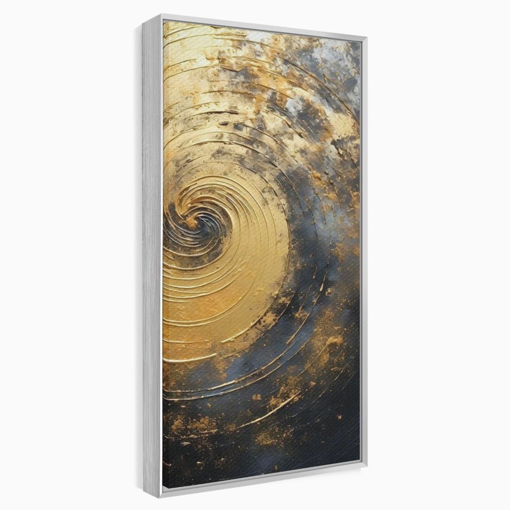 Tablou Canvas Premium, LuxCanva® C1296, Timp in rotatie, Abstract, Aur, Negru, Spirala, Centru, Univers, Memorie, Rotire, Haos, Decoratiune, Cosmologic, Mister, Uragan, Birou, Living, Dormitor