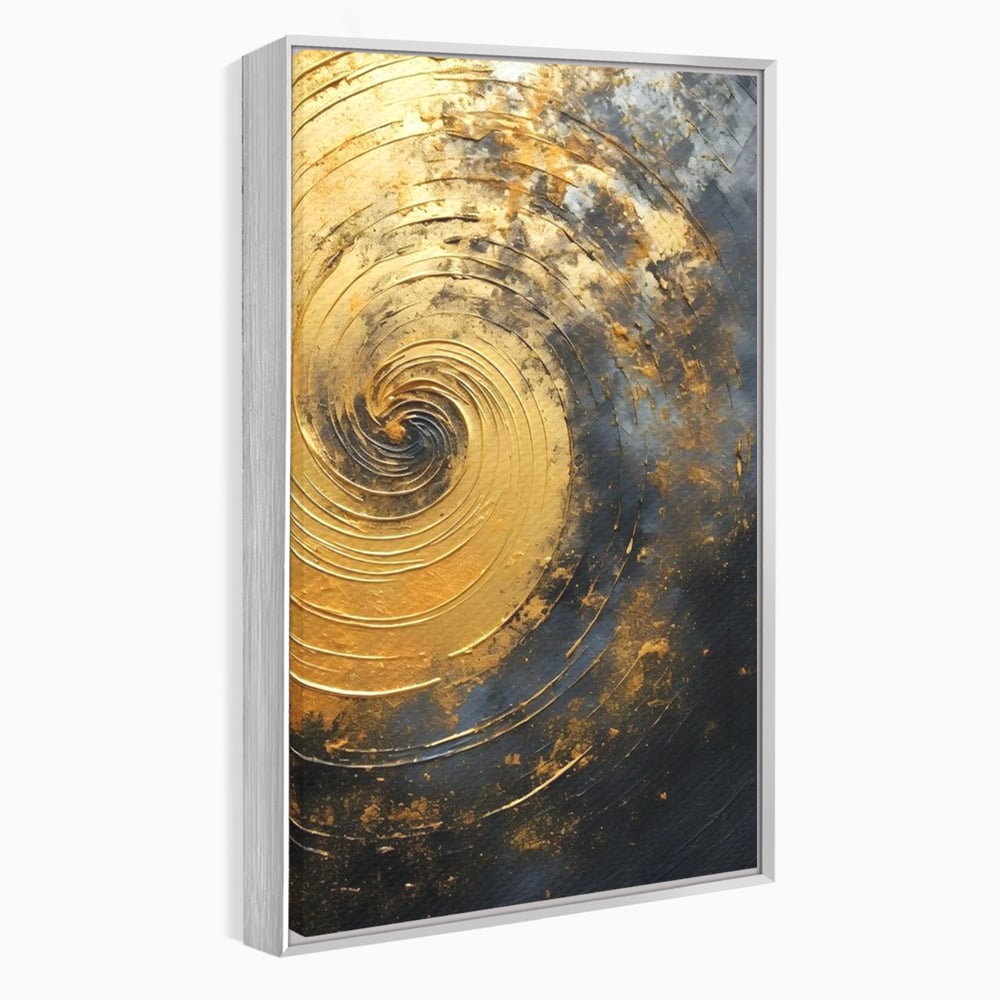 Tablou Canvas Premium, LuxCanva® C1296, Timp in rotatie, Abstract, Aur, Negru, Spirala, Centru, Univers, Memorie, Rotire, Haos, Decoratiune, Cosmologic, Mister, Uragan, Birou, Living, Dormitor