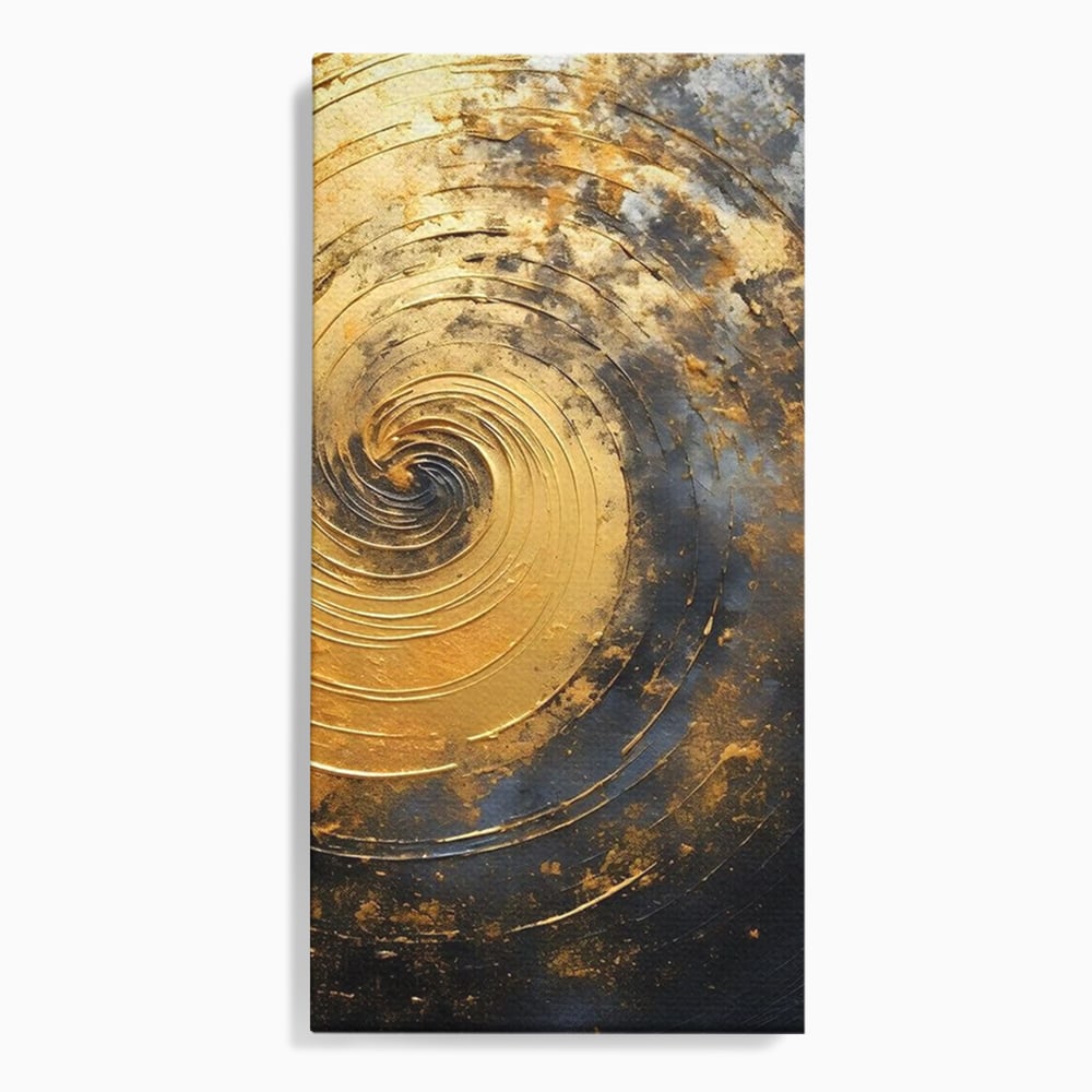Tablou Canvas Premium, LuxCanva® C1296, Timp in rotatie, Abstract, Aur, Negru, Spirala, Centru, Univers, Memorie, Rotire, Haos, Decoratiune, Cosmologic, Mister, Uragan, Birou, Living, Dormitor