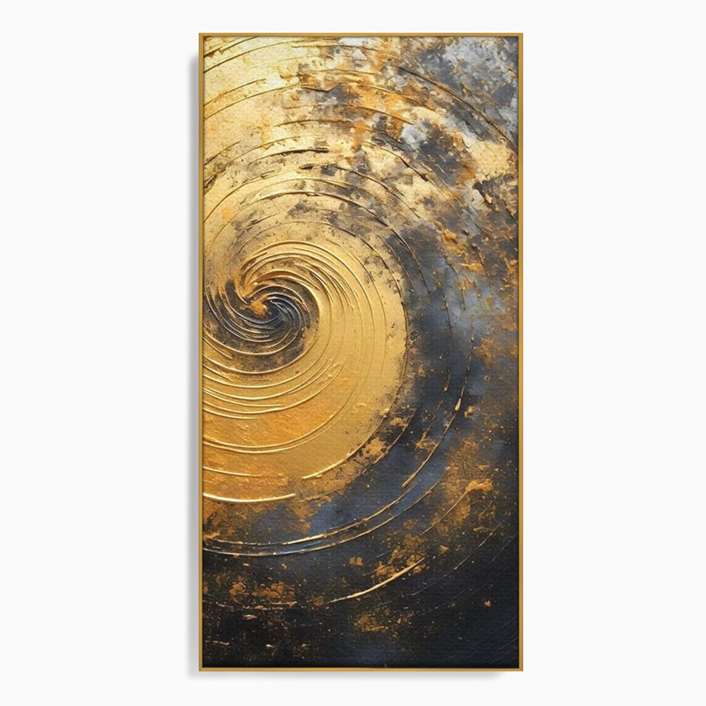 Tablou Canvas Premium, LuxCanva® C1296, Timp in rotatie, Abstract, Aur, Negru, Spirala, Centru, Univers, Memorie, Rotire, Haos, Decoratiune, Cosmologic, Mister, Uragan, Birou, Living, Dormitor