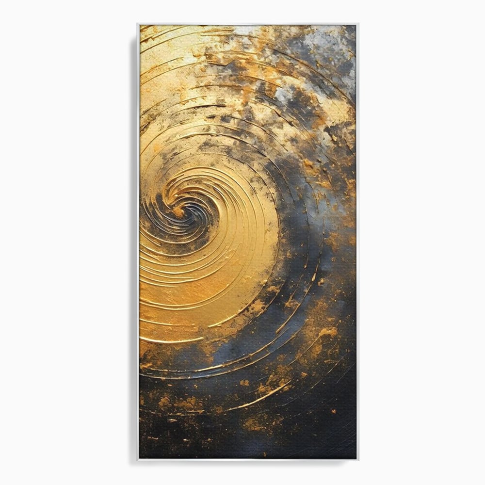 Tablou Canvas Premium, LuxCanva® C1296, Timp in rotatie, Abstract, Aur, Negru, Spirala, Centru, Univers, Memorie, Rotire, Haos, Decoratiune, Cosmologic, Mister, Uragan, Birou, Living, Dormitor