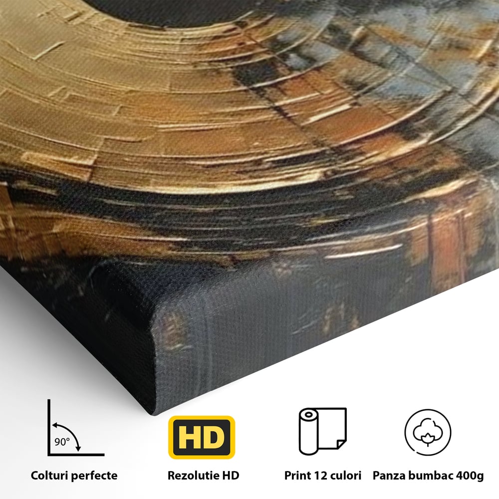 Leinwand Premium Canvas Wall Art, LuxCanva® C1297, Golden Gate, Abstrakt, Gold, Schwarz, Spirale, Zentrum, Universum, Kreis, Schwelle, Schwerkraft, Schwelle, Heilig, Topographie, Kreise, Kreise, Architekturen, Büro, Wohnen, Schlafzimmer