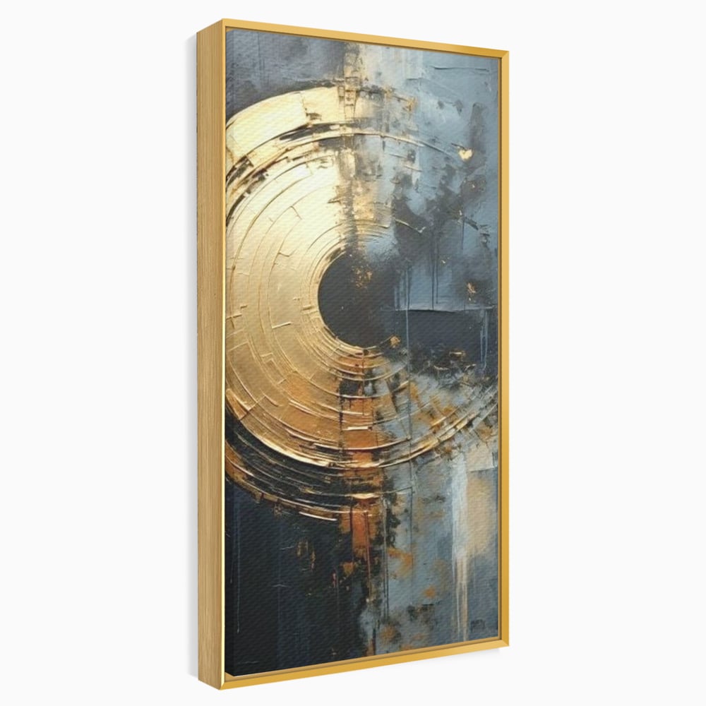 Leinwand Premium Canvas Wall Art, LuxCanva® C1297, Golden Gate, Abstrakt, Gold, Schwarz, Spirale, Zentrum, Universum, Kreis, Schwelle, Schwerkraft, Schwelle, Heilig, Topographie, Kreise, Kreise, Architekturen, Büro, Wohnen, Schlafzimmer