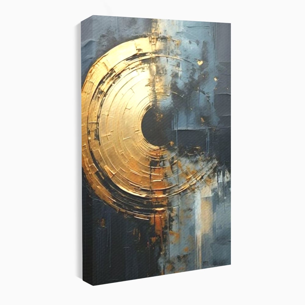 Leinwand Premium Canvas Wall Art, LuxCanva® C1297, Golden Gate, Abstrakt, Gold, Schwarz, Spirale, Zentrum, Universum, Kreis, Schwelle, Schwerkraft, Schwelle, Heilig, Topographie, Kreise, Kreise, Architekturen, Büro, Wohnen, Schlafzimmer