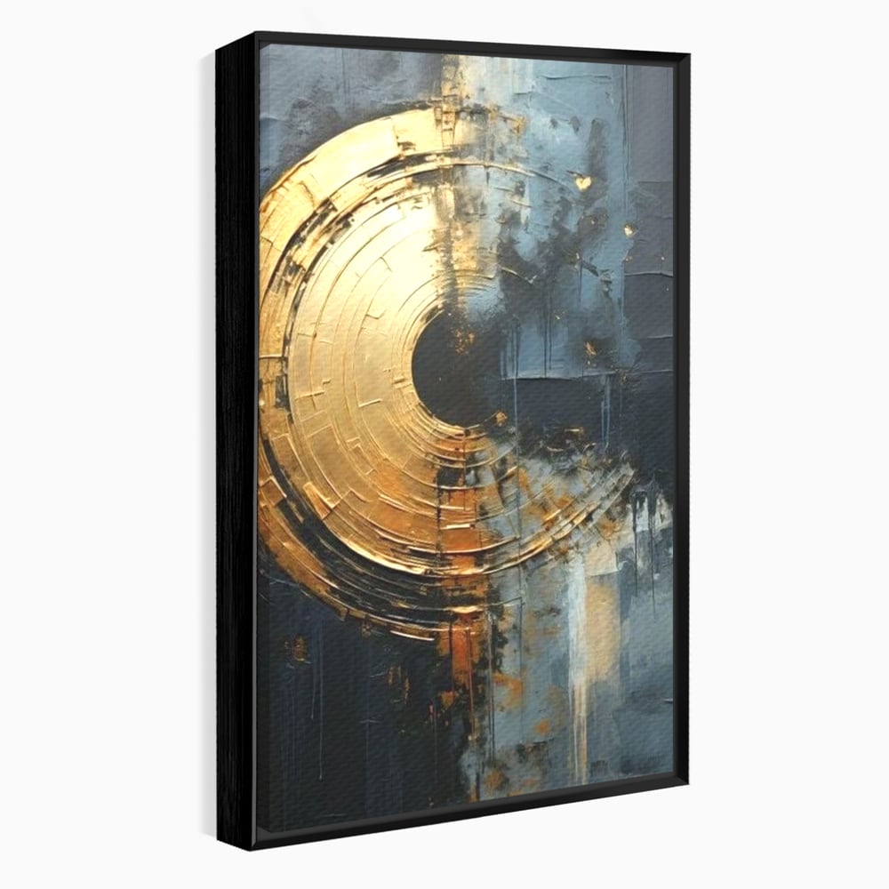 Leinwand Premium Canvas Wall Art, LuxCanva® C1297, Golden Gate, Abstrakt, Gold, Schwarz, Spirale, Zentrum, Universum, Kreis, Schwelle, Schwerkraft, Schwelle, Heilig, Topographie, Kreise, Kreise, Architekturen, Büro, Wohnen, Schlafzimmer