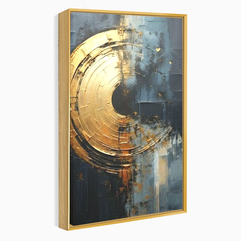 Leinwand Premium Canvas Wall Art, LuxCanva® C1297, Golden Gate, Abstrakt, Gold, Schwarz, Spirale, Zentrum, Universum, Kreis, Schwelle, Schwerkraft, Schwelle, Heilig, Topographie, Kreise, Kreise, Architekturen, Büro, Wohnen, Schlafzimmer