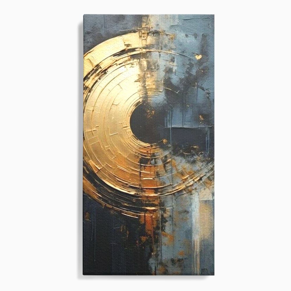 Leinwand Premium Canvas Wall Art, LuxCanva® C1297, Golden Gate, Abstrakt, Gold, Schwarz, Spirale, Zentrum, Universum, Kreis, Schwelle, Schwerkraft, Schwelle, Heilig, Topographie, Kreise, Kreise, Architekturen, Büro, Wohnen, Schlafzimmer