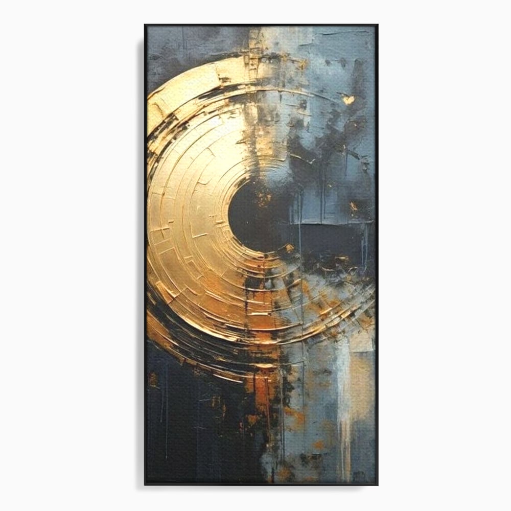 Leinwand Premium Canvas Wall Art, LuxCanva® C1297, Golden Gate, Abstrakt, Gold, Schwarz, Spirale, Zentrum, Universum, Kreis, Schwelle, Schwerkraft, Schwelle, Heilig, Topographie, Kreise, Kreise, Architekturen, Büro, Wohnen, Schlafzimmer