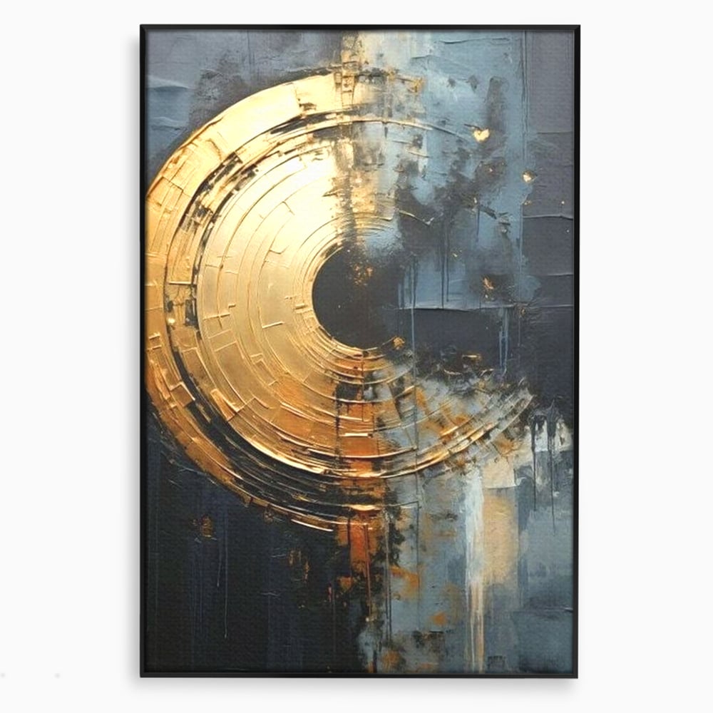 Leinwand Premium Canvas Wall Art, LuxCanva® C1297, Golden Gate, Abstrakt, Gold, Schwarz, Spirale, Zentrum, Universum, Kreis, Schwelle, Schwerkraft, Schwelle, Heilig, Topographie, Kreise, Kreise, Architekturen, Büro, Wohnen, Schlafzimmer