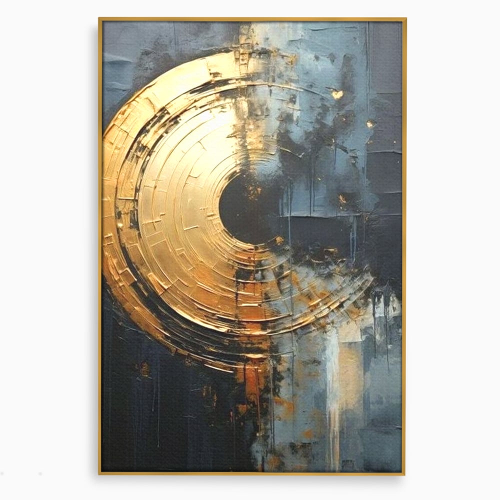 Leinwand Premium Canvas Wall Art, LuxCanva® C1297, Golden Gate, Abstrakt, Gold, Schwarz, Spirale, Zentrum, Universum, Kreis, Schwelle, Schwerkraft, Schwelle, Heilig, Topographie, Kreise, Kreise, Architekturen, Büro, Wohnen, Schlafzimmer