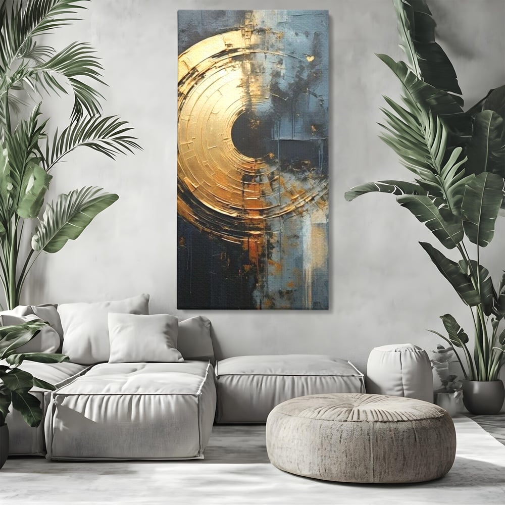 Leinwand Premium Canvas Wall Art, LuxCanva® C1297, Golden Gate, Abstrakt, Gold, Schwarz, Spirale, Zentrum, Universum, Kreis, Schwelle, Schwerkraft, Schwelle, Heilig, Topographie, Kreise, Kreise, Architekturen, Büro, Wohnen, Schlafzimmer