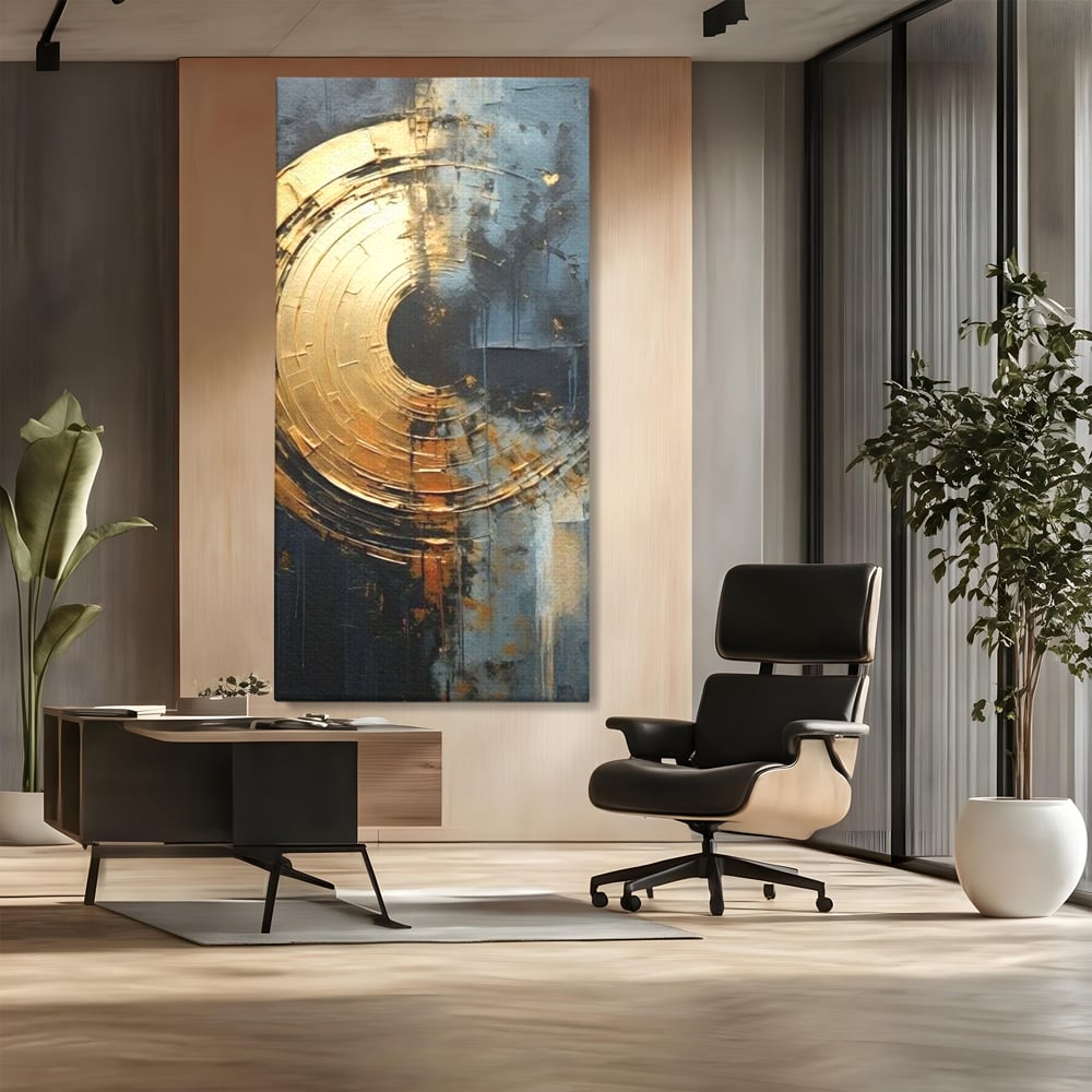Leinwand Premium Canvas Wall Art, LuxCanva® C1297, Golden Gate, Abstrakt, Gold, Schwarz, Spirale, Zentrum, Universum, Kreis, Schwelle, Schwerkraft, Schwelle, Heilig, Topographie, Kreise, Kreise, Architekturen, Büro, Wohnen, Schlafzimmer