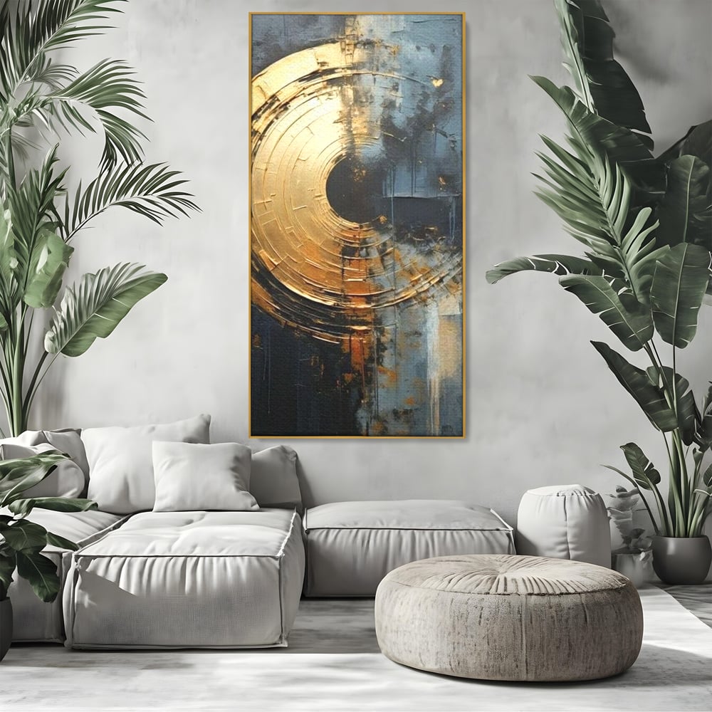 Leinwand Premium Canvas Wall Art, LuxCanva® C1297, Golden Gate, Abstrakt, Gold, Schwarz, Spirale, Zentrum, Universum, Kreis, Schwelle, Schwerkraft, Schwelle, Heilig, Topographie, Kreise, Kreise, Architekturen, Büro, Wohnen, Schlafzimmer