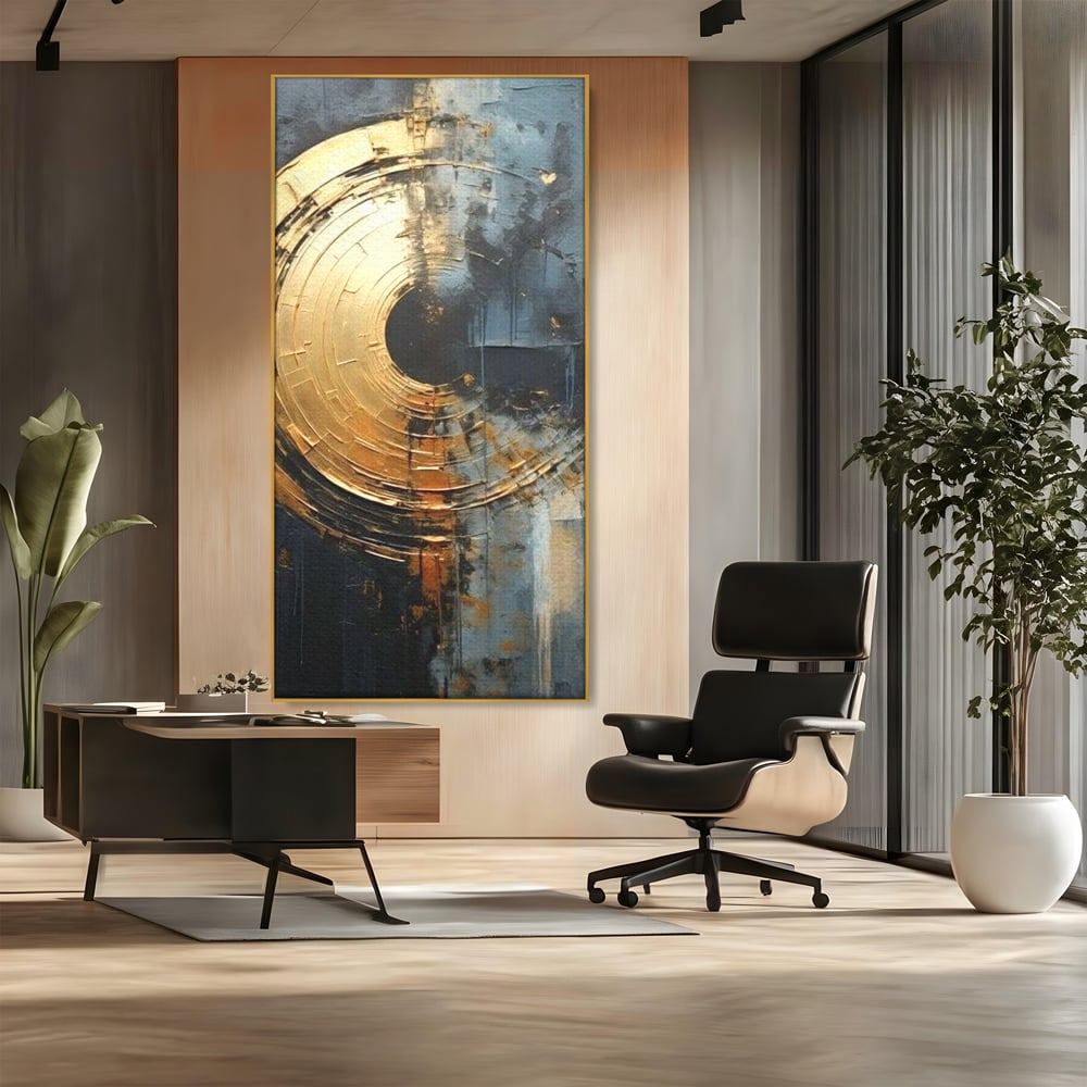 Leinwand Premium Canvas Wall Art, LuxCanva® C1297, Golden Gate, Abstrakt, Gold, Schwarz, Spirale, Zentrum, Universum, Kreis, Schwelle, Schwerkraft, Schwelle, Heilig, Topographie, Kreise, Kreise, Architekturen, Büro, Wohnen, Schlafzimmer