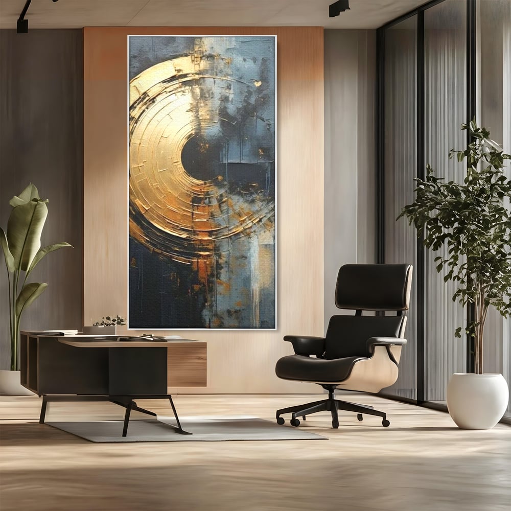 Leinwand Premium Canvas Wall Art, LuxCanva® C1297, Golden Gate, Abstrakt, Gold, Schwarz, Spirale, Zentrum, Universum, Kreis, Schwelle, Schwerkraft, Schwelle, Heilig, Topographie, Kreise, Kreise, Architekturen, Büro, Wohnen, Schlafzimmer