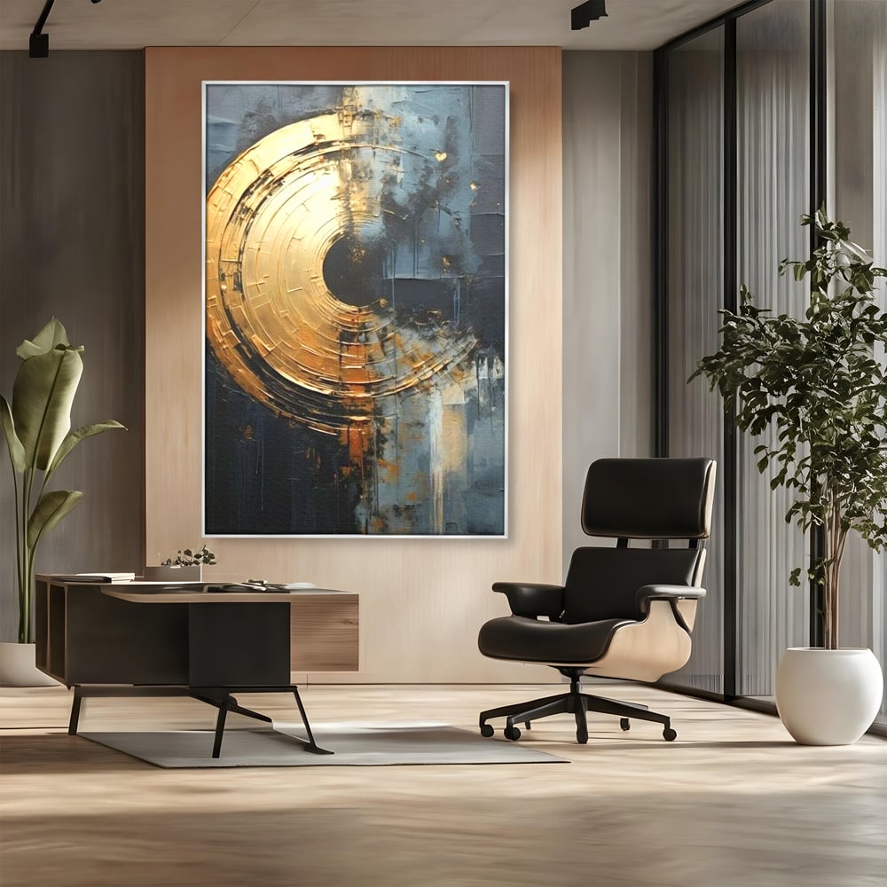 Leinwand Premium Canvas Wall Art, LuxCanva® C1297, Golden Gate, Abstrakt, Gold, Schwarz, Spirale, Zentrum, Universum, Kreis, Schwelle, Schwerkraft, Schwelle, Heilig, Topographie, Kreise, Kreise, Architekturen, Büro, Wohnen, Schlafzimmer