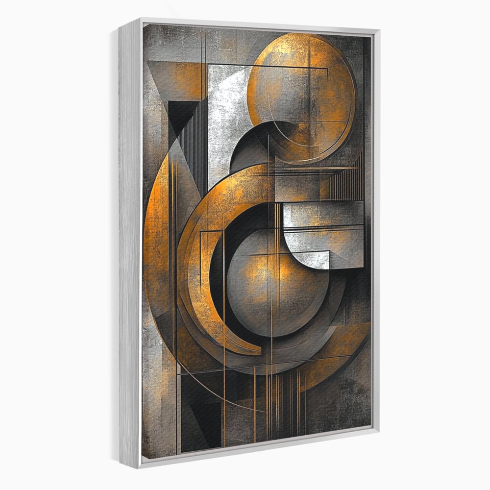 Leinwand Premium Canvas Wall Art, LuxCanva® C1298, Der Kreis, der die Welt hält, Abstrakt, Gold, Schwarz, Grau, Geometrie, Atmen, Gleichgewicht, Schwerkraft, Ritual, Ruhe, Stabilität, Materie, Büro, Wohnen, Schlafzimmer
