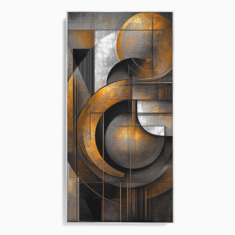 Leinwand Premium Canvas Wall Art, LuxCanva® C1298, Der Kreis, der die Welt hält, Abstrakt, Gold, Schwarz, Grau, Geometrie, Atmen, Gleichgewicht, Schwerkraft, Ritual, Ruhe, Stabilität, Materie, Büro, Wohnen, Schlafzimmer