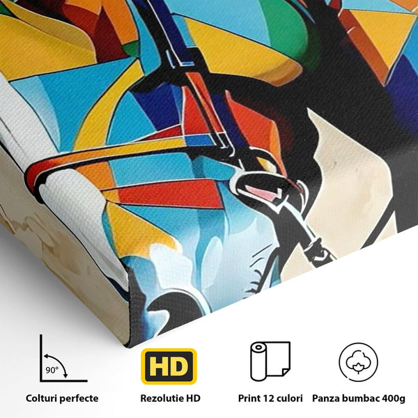 Tablou Canvas Premium, LuxCanva® C1301, Calul din lumina, Geometrie, Culori, Abstract, Armasar, Herghelie, Curcubeu, Calaret, Noblete, Forta, Gratie, Natura, Eleganta, Birou, Living, Dormitor