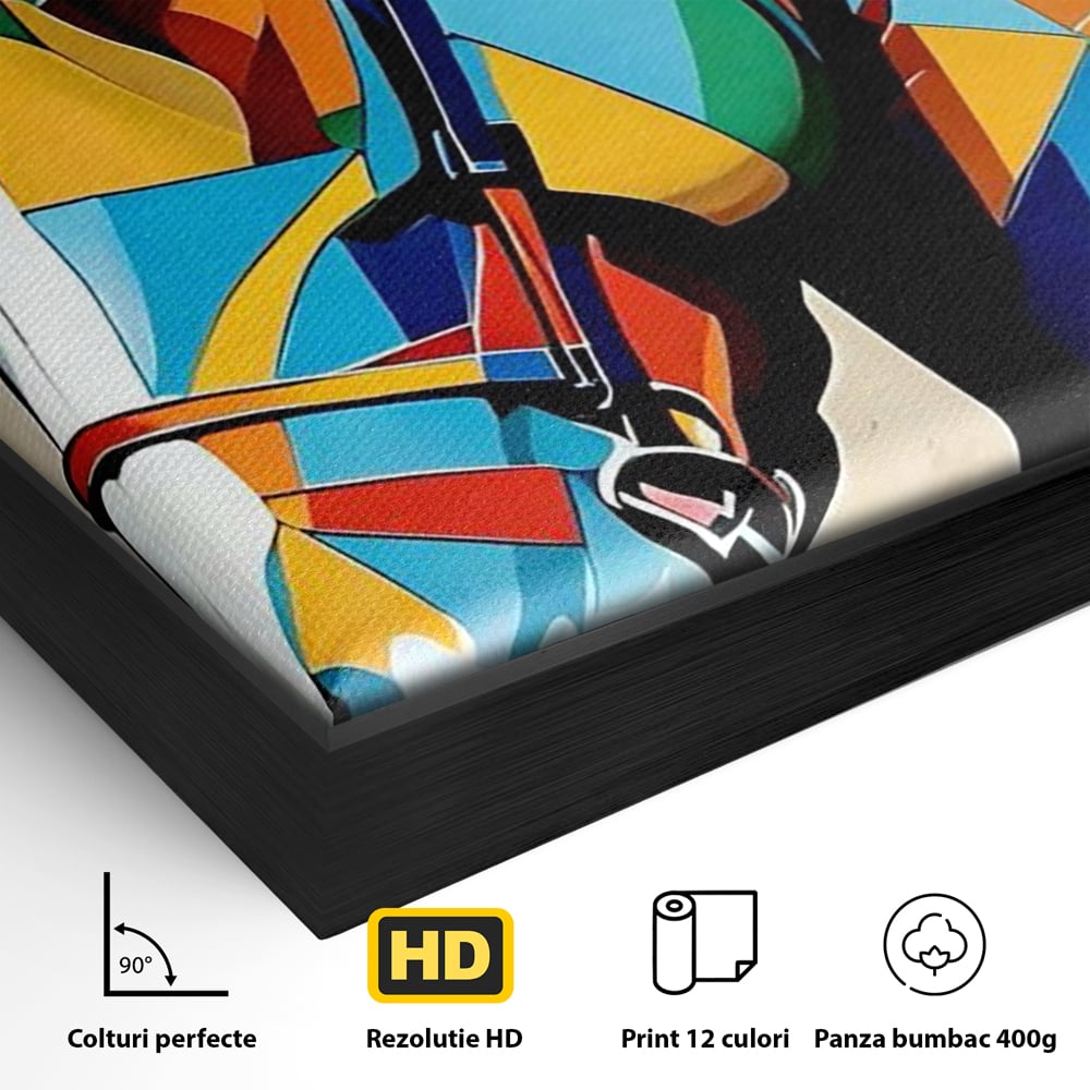 Tablou Canvas Premium, LuxCanva® C1301, Calul din lumina, Geometrie, Culori, Abstract, Armasar, Herghelie, Curcubeu, Calaret, Noblete, Forta, Gratie, Natura, Eleganta, Birou, Living, Dormitor
