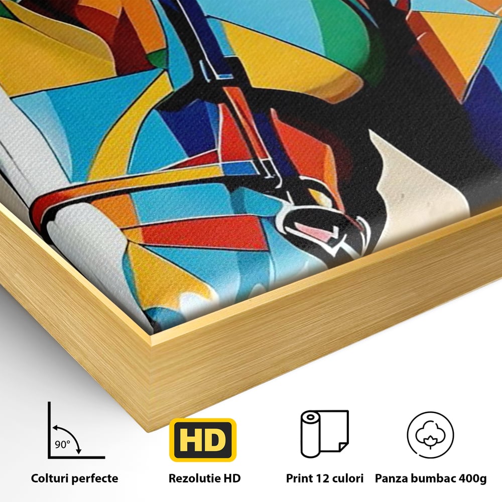 Tablou Canvas Premium, LuxCanva® C1301, Calul din lumina, Geometrie, Culori, Abstract, Armasar, Herghelie, Curcubeu, Calaret, Noblete, Forta, Gratie, Natura, Eleganta, Birou, Living, Dormitor