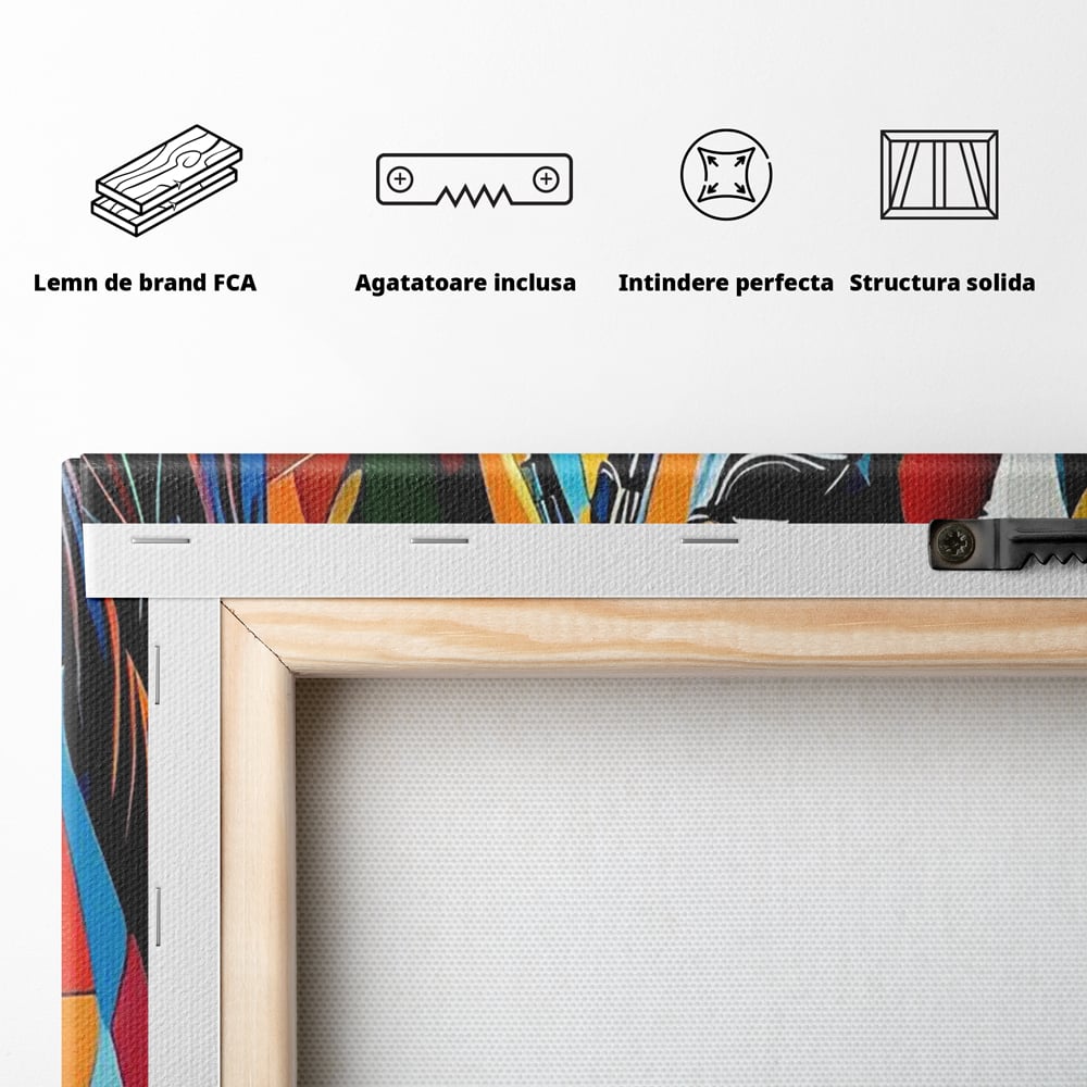 Tablou Canvas Premium, LuxCanva® C1301, Calul din lumina, Geometrie, Culori, Abstract, Armasar, Herghelie, Curcubeu, Calaret, Noblete, Forta, Gratie, Natura, Eleganta, Birou, Living, Dormitor