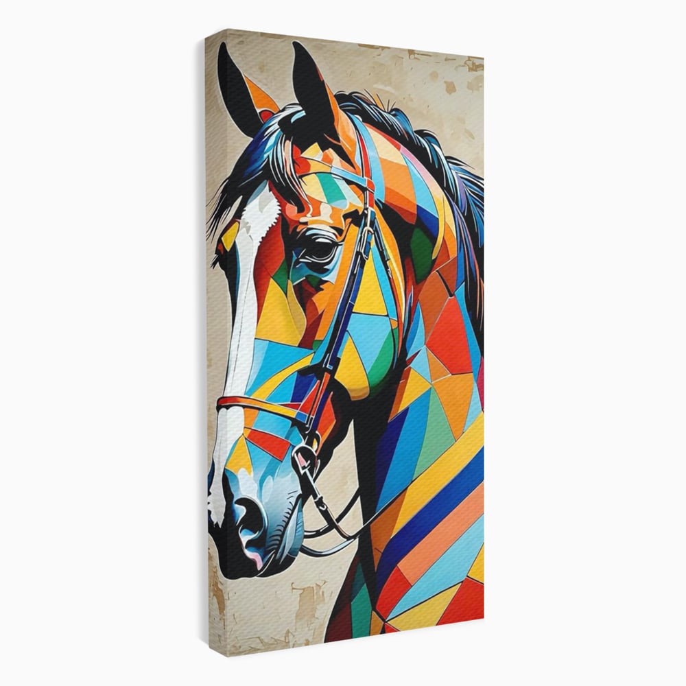 Tablou Canvas Premium, LuxCanva® C1301, Calul din lumina, Geometrie, Culori, Abstract, Armasar, Herghelie, Curcubeu, Calaret, Noblete, Forta, Gratie, Natura, Eleganta, Birou, Living, Dormitor