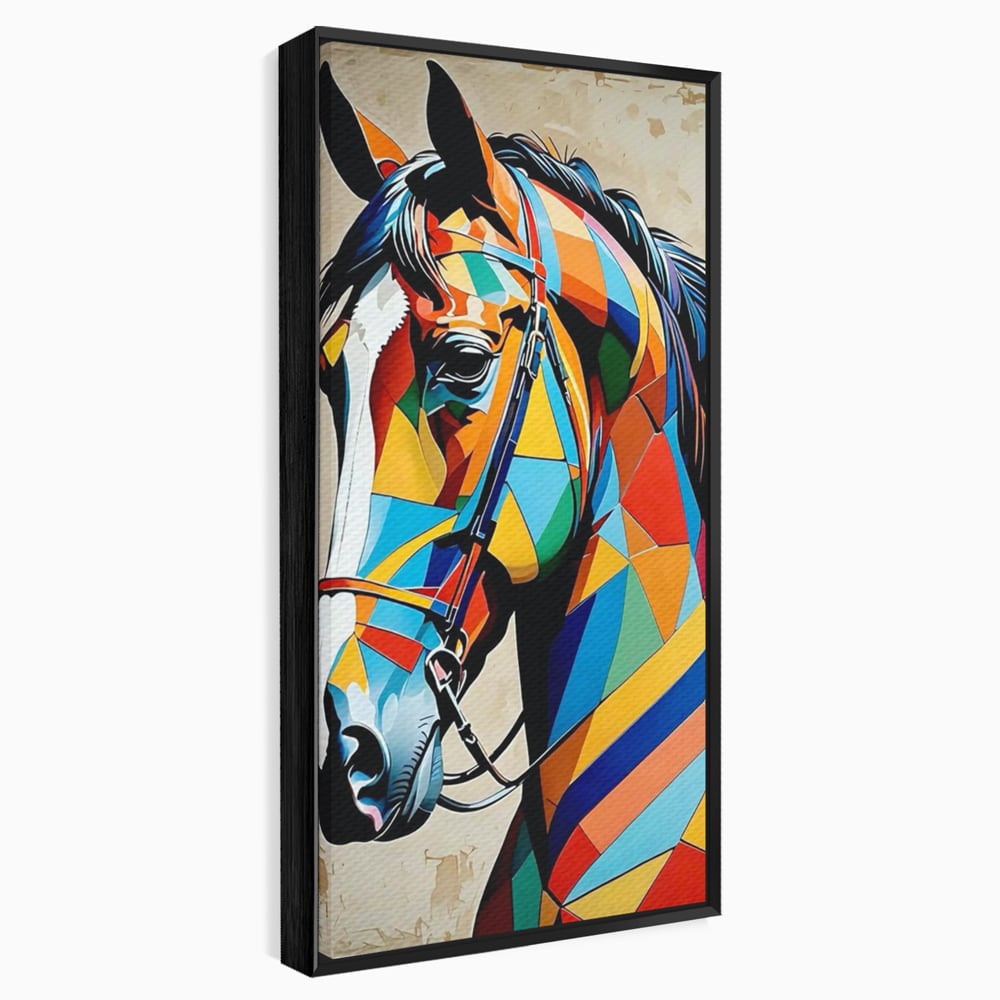 Tablou Canvas Premium, LuxCanva® C1301, Calul din lumina, Geometrie, Culori, Abstract, Armasar, Herghelie, Curcubeu, Calaret, Noblete, Forta, Gratie, Natura, Eleganta, Birou, Living, Dormitor
