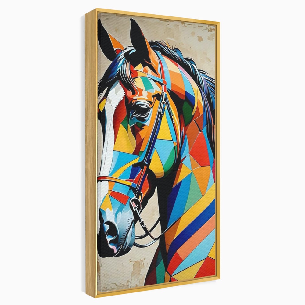 Tablou Canvas Premium, LuxCanva® C1301, Calul din lumina, Geometrie, Culori, Abstract, Armasar, Herghelie, Curcubeu, Calaret, Noblete, Forta, Gratie, Natura, Eleganta, Birou, Living, Dormitor