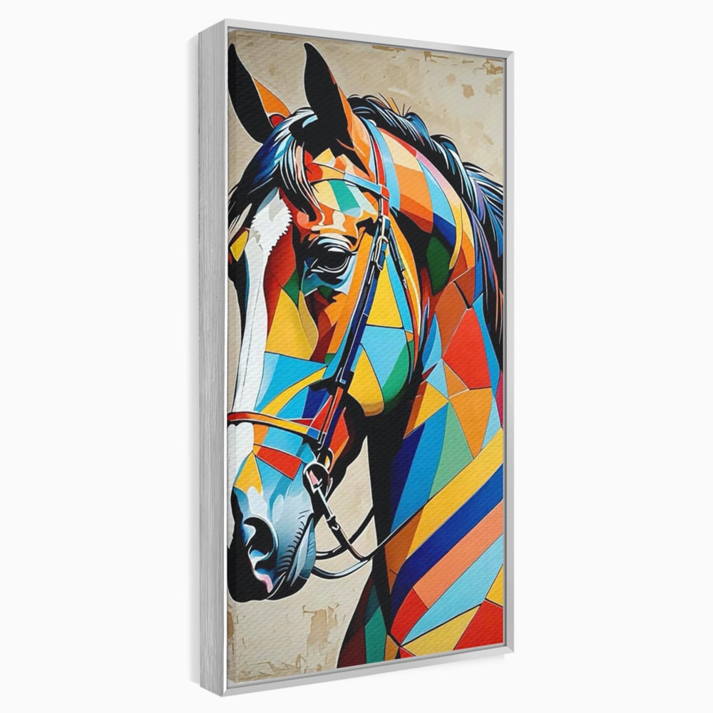 Tablou Canvas Premium, LuxCanva® C1301, Calul din lumina, Geometrie, Culori, Abstract, Armasar, Herghelie, Curcubeu, Calaret, Noblete, Forta, Gratie, Natura, Eleganta, Birou, Living, Dormitor